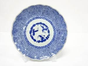 古伊万里　染付　蛸唐草　八寸皿